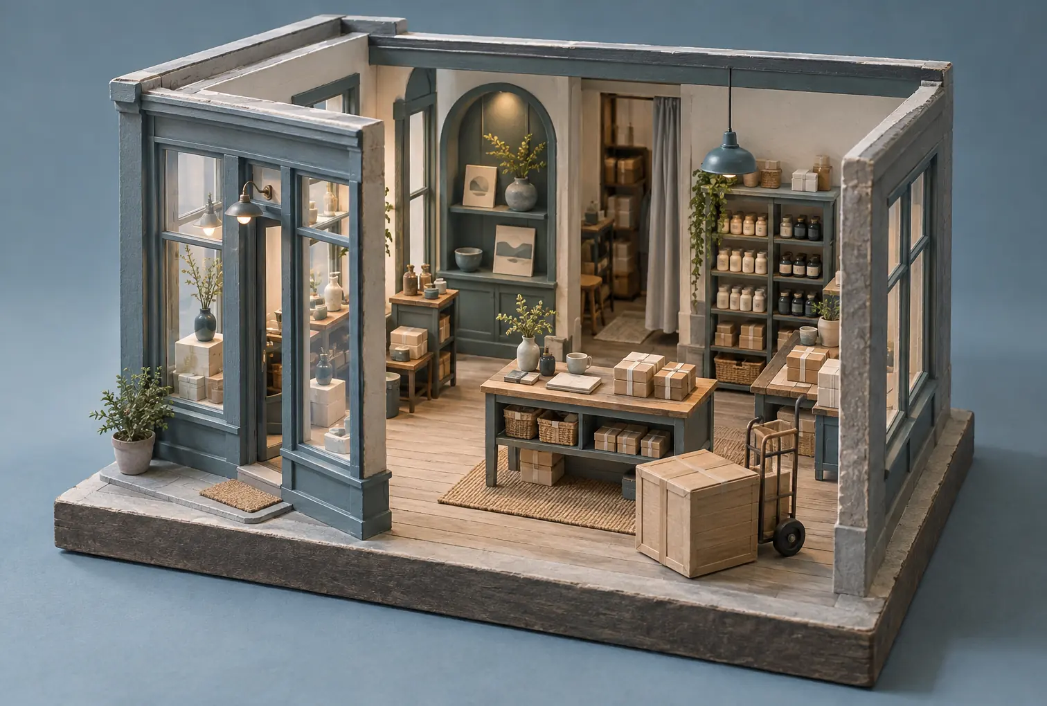 Illustration of local businesses and their working space